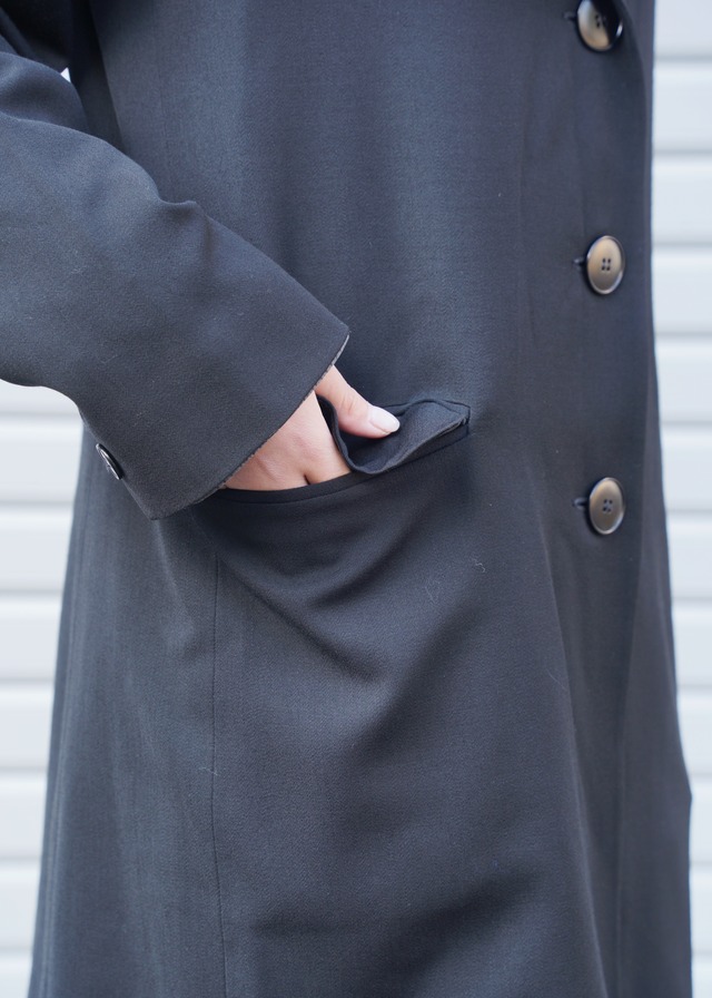 90's agnes b. homme leather collar long tailored jacket