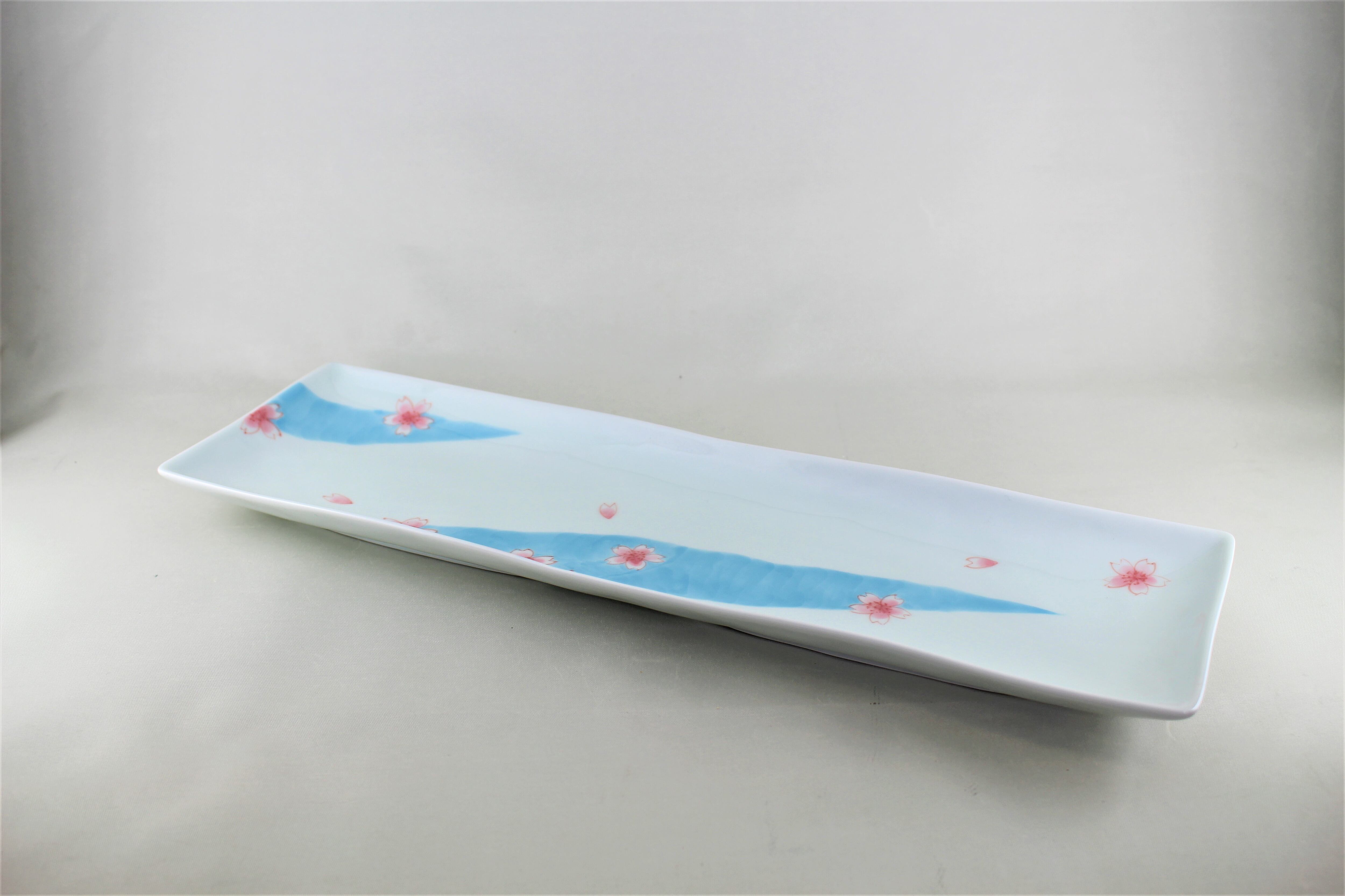 流水桜　長角細皿