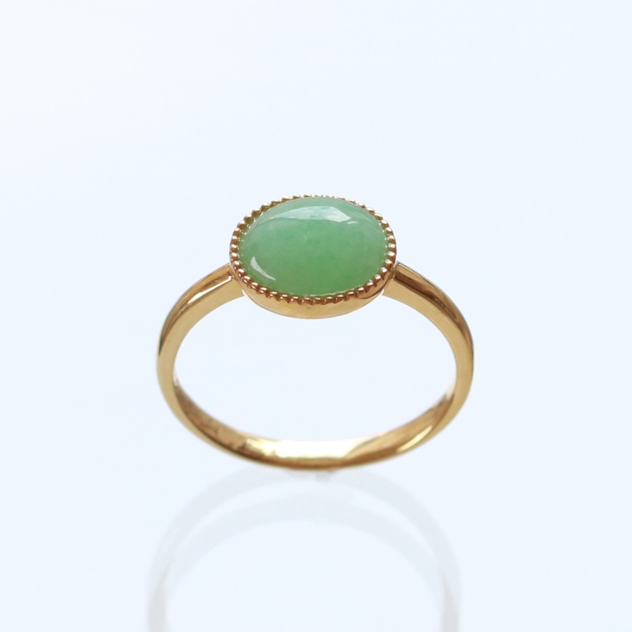 アップルグリーンが魅力的！ 10YG 翡翠 リング14号 jd_rg1836
