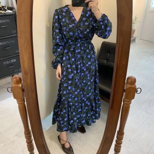 花柄ワンピース