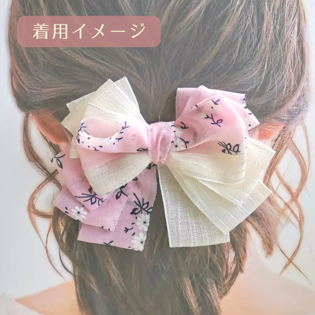 ファッション雑貨【No.305】ヘアゴム ハンドメイド リボン 花柄 小花