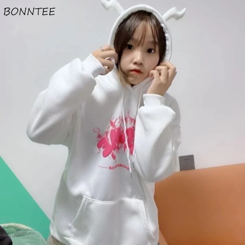 【新作】【送料無料】 帽子付きパーカー女性オールマッチかわいいデザイン服トレンディな印刷 BF 美的暖かい冬カジュアルルーズ学生居心地の良い新しい 0233176330801