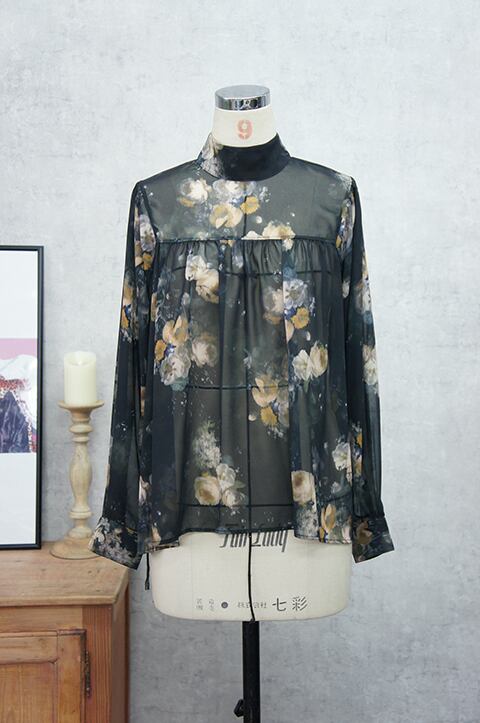 ✨26ss✨TRANOI トラノイ ヴィンテージフラワーシャツ ベージュ ヴィンテージフラワーシアーブラウス 214J216 | TRANOI.offical STORE