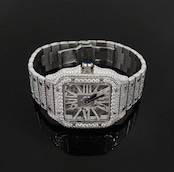 【ICE39】Iced Out Royal Skeleton Watch【Moissanite/SILVER】