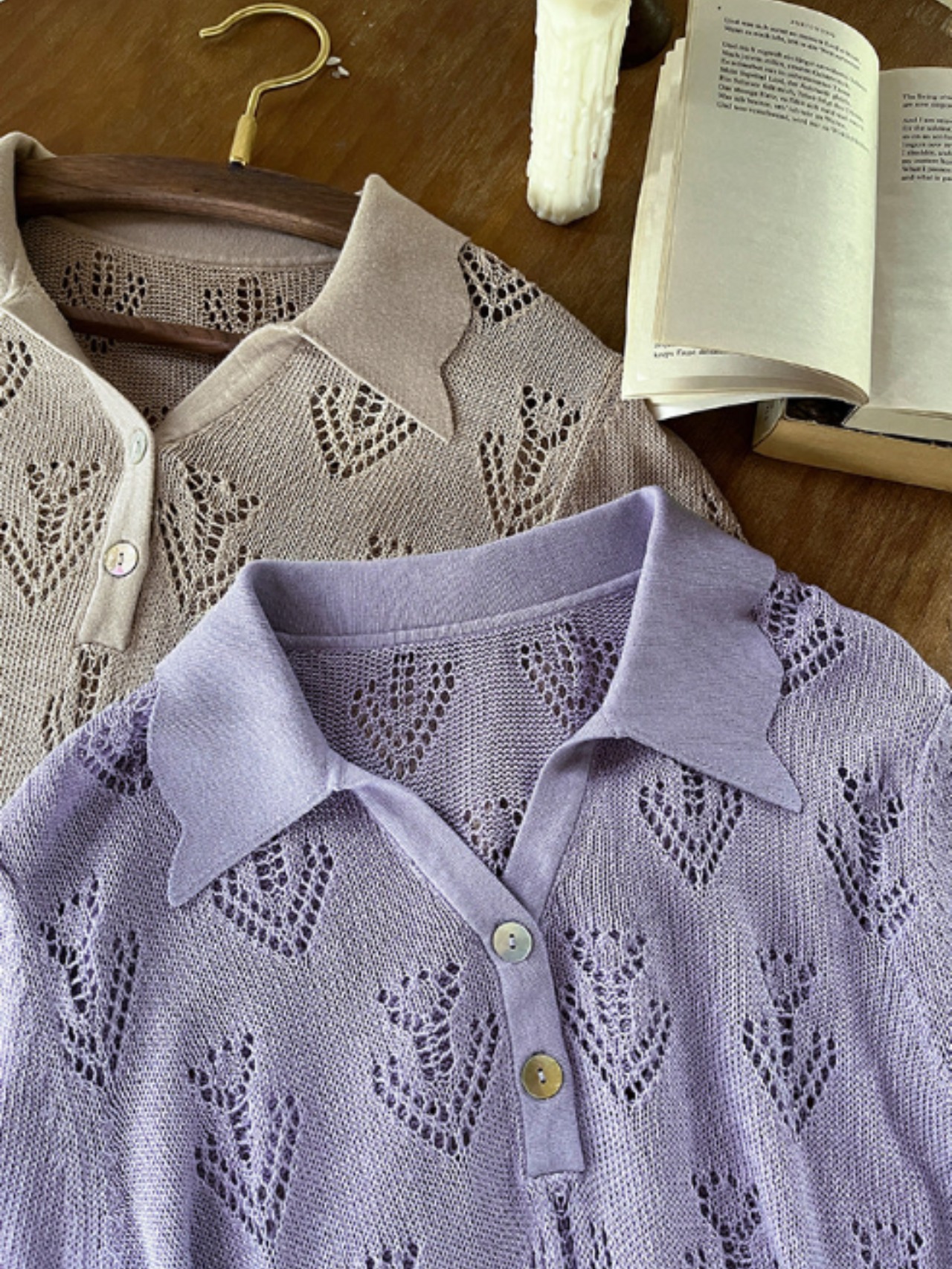 Ajourée Fleur Knit Polo F0740