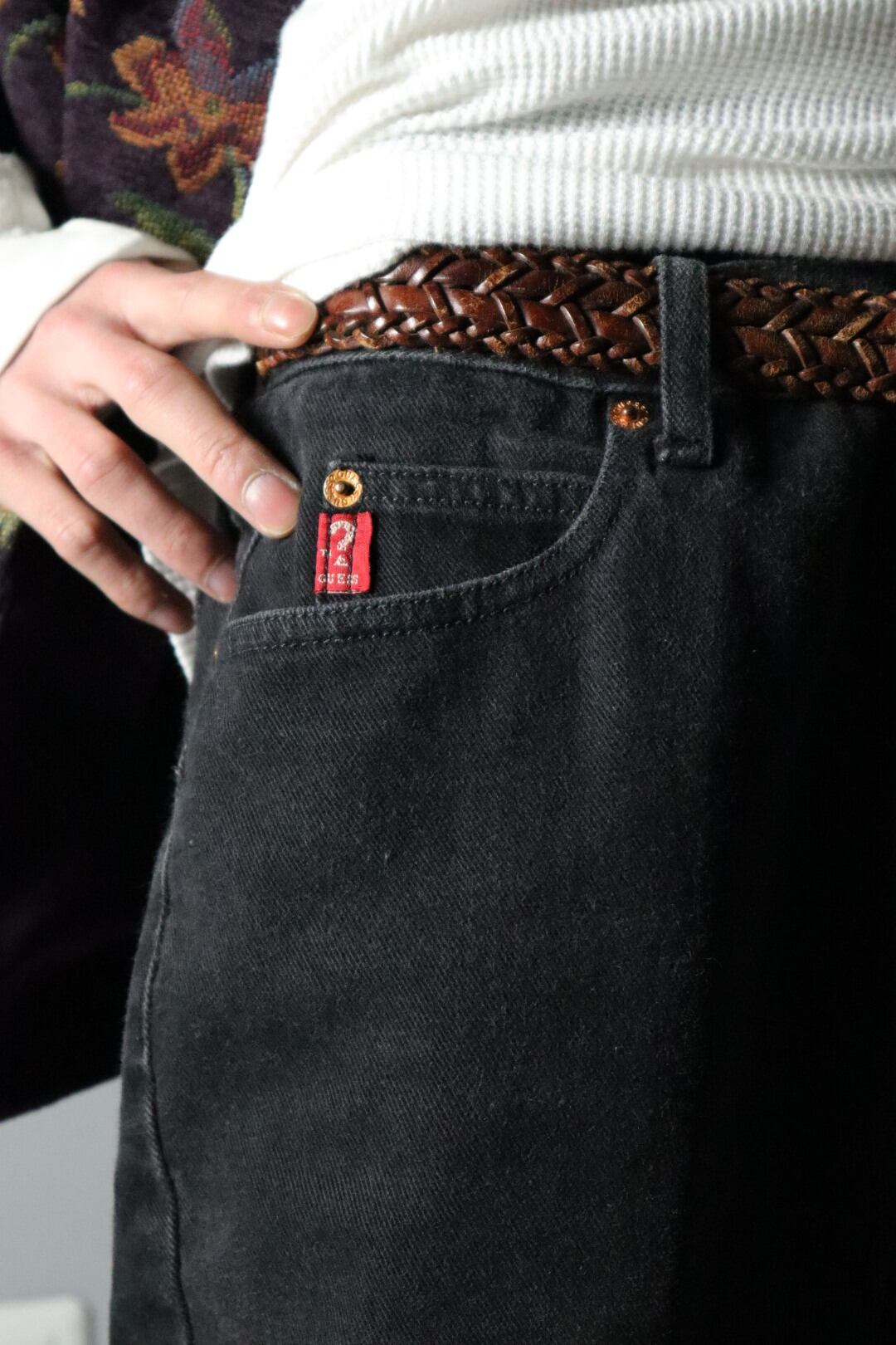 “GUESS JEANS” vintage cotton taperd denim pants size 31 / BLACK | 古着屋