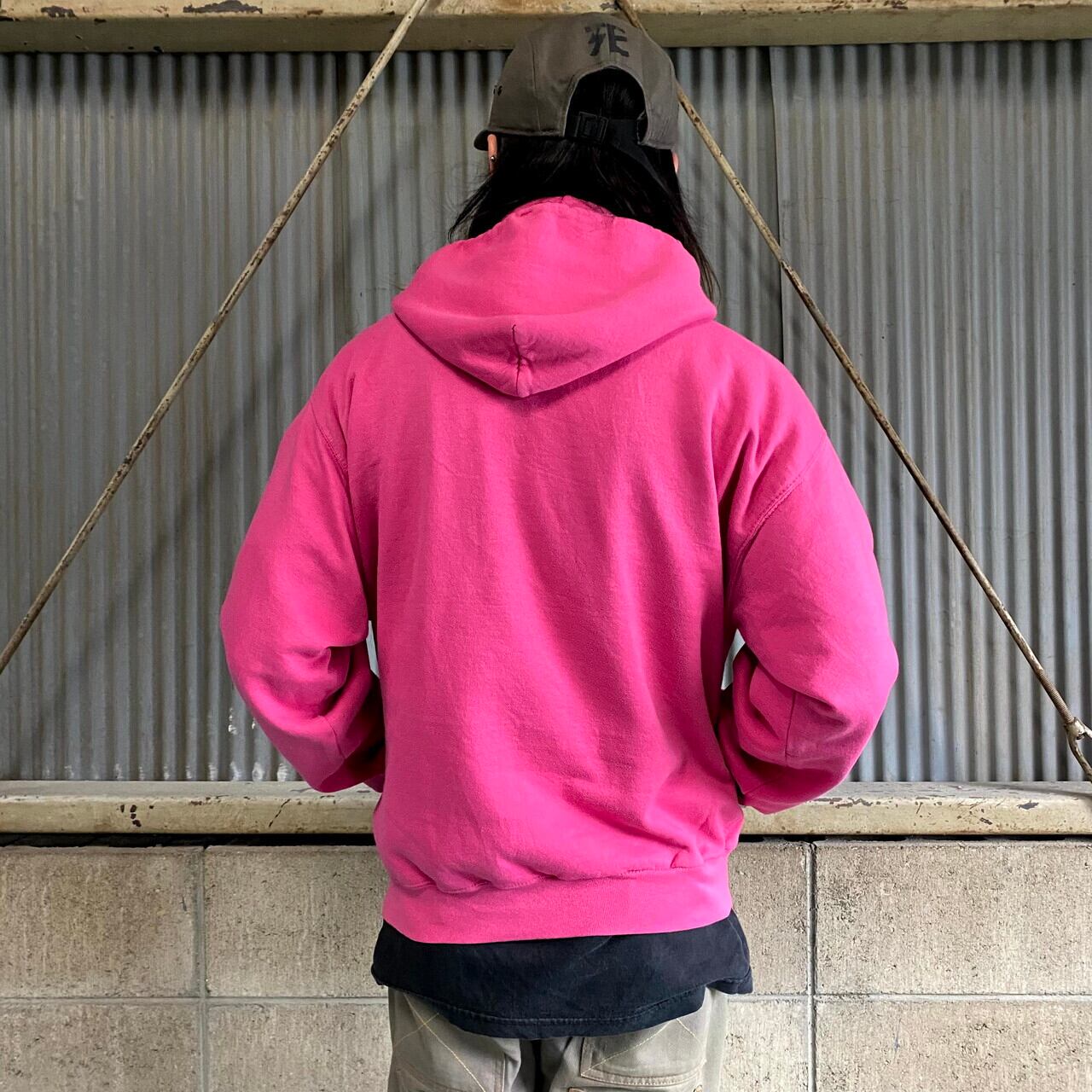 グッドカラー チャンピオン プルオーバースウェットパーカー メンズl 古着 Champion ピンク パーカー Cave 古着屋 公式 古着通販サイト