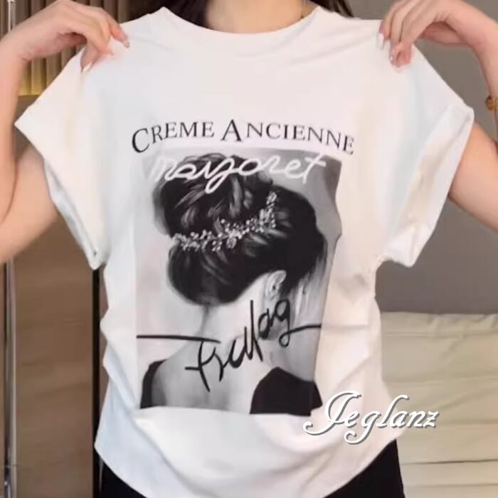 2色 セピア フォト プリント ロゴ 半袖 Tシャツ ユニセックス ♪(MC857)ρ