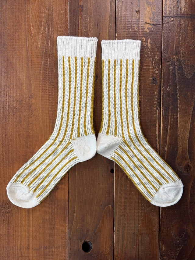 yahae・Organic Cotton Mohair Stripes Socks・Yellow