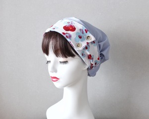 ボタン付きサッシュベルト（水彩タッチの花柄）と空色：Buttoned sash belt (watercolor floral pattern) and sky blue