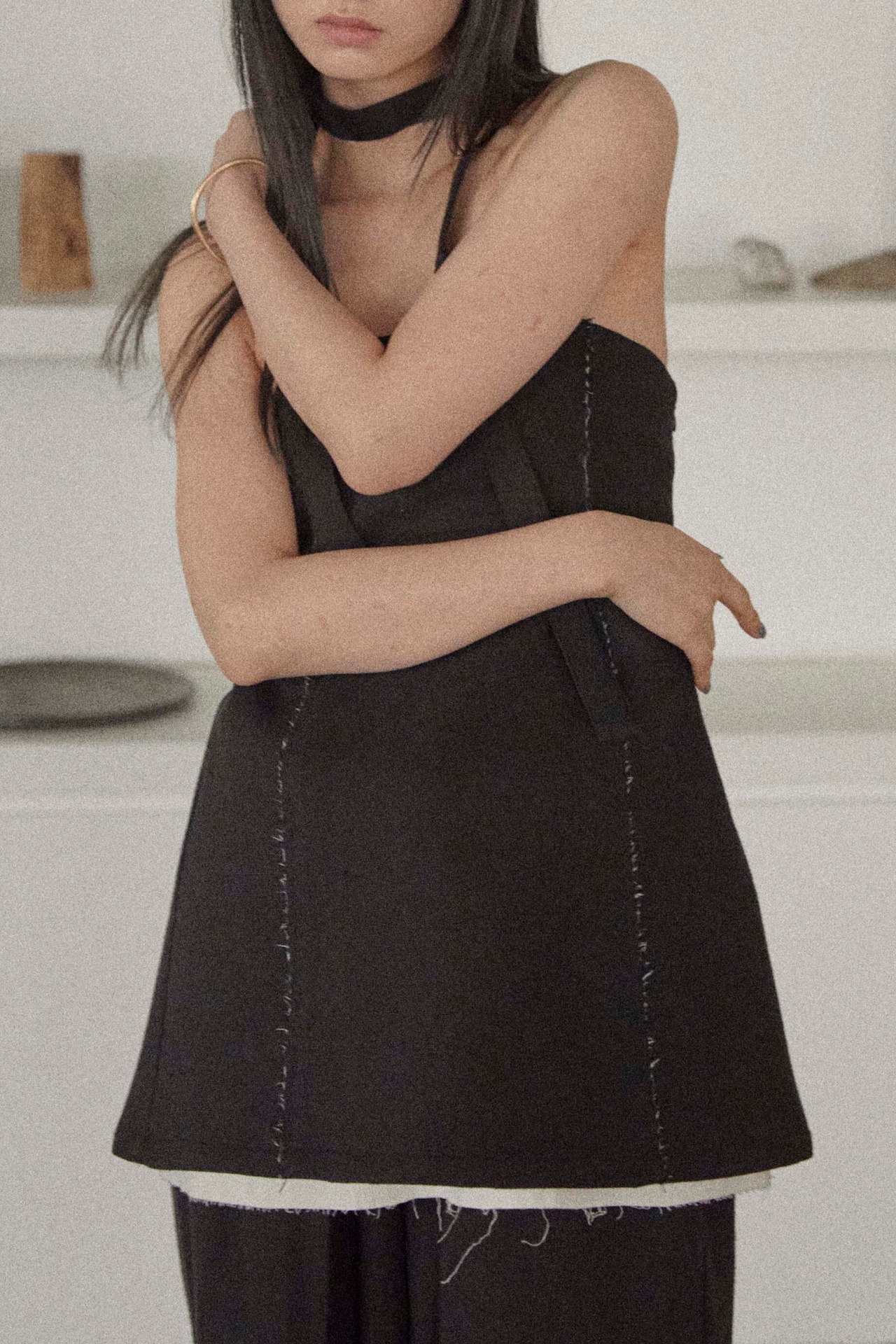 DU250503 linen like layered bare tunic【残り3点】