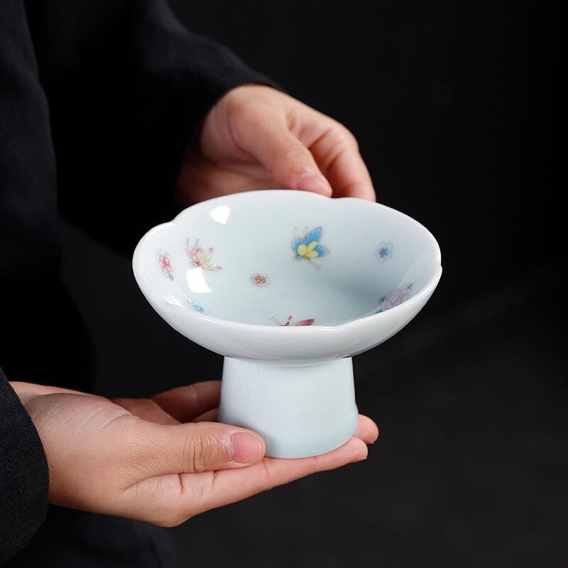 名称】蝶恋花高台皿 (青) 1個 | 五福茶荘