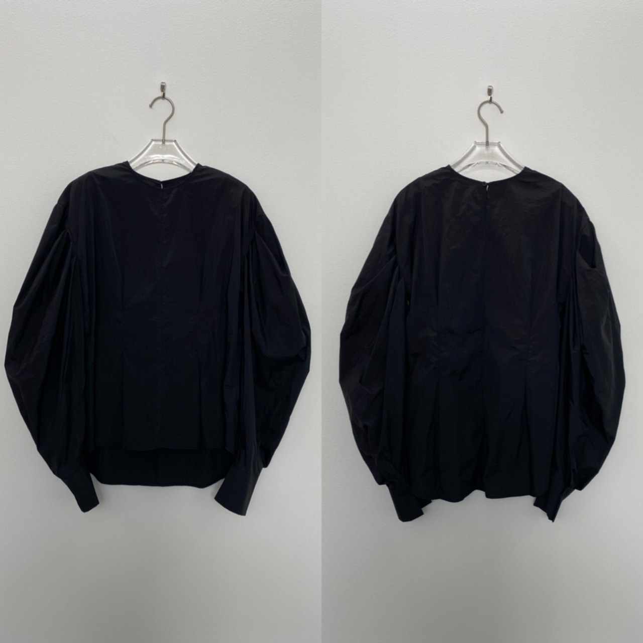 ナイロンパフスリーブtops/ブラック