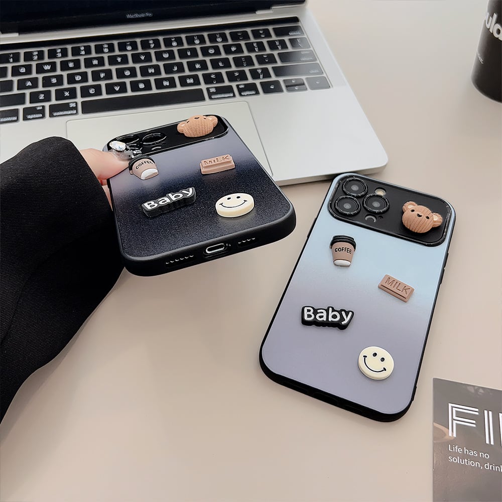 iPhone15対応】かわいいグラデーション◎クマさん 立体デコ Bear 韓国