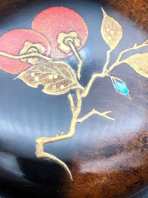高崎秋峰「柿 香合」共箱 黒柿 柿蒔絵 茶道具 | kamakuraART