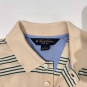 Brooks Brothers ブルックスブラザーズ slim fit ボーダー 鹿の子 半袖 ポロシャツ S /ベージュ/メンズ