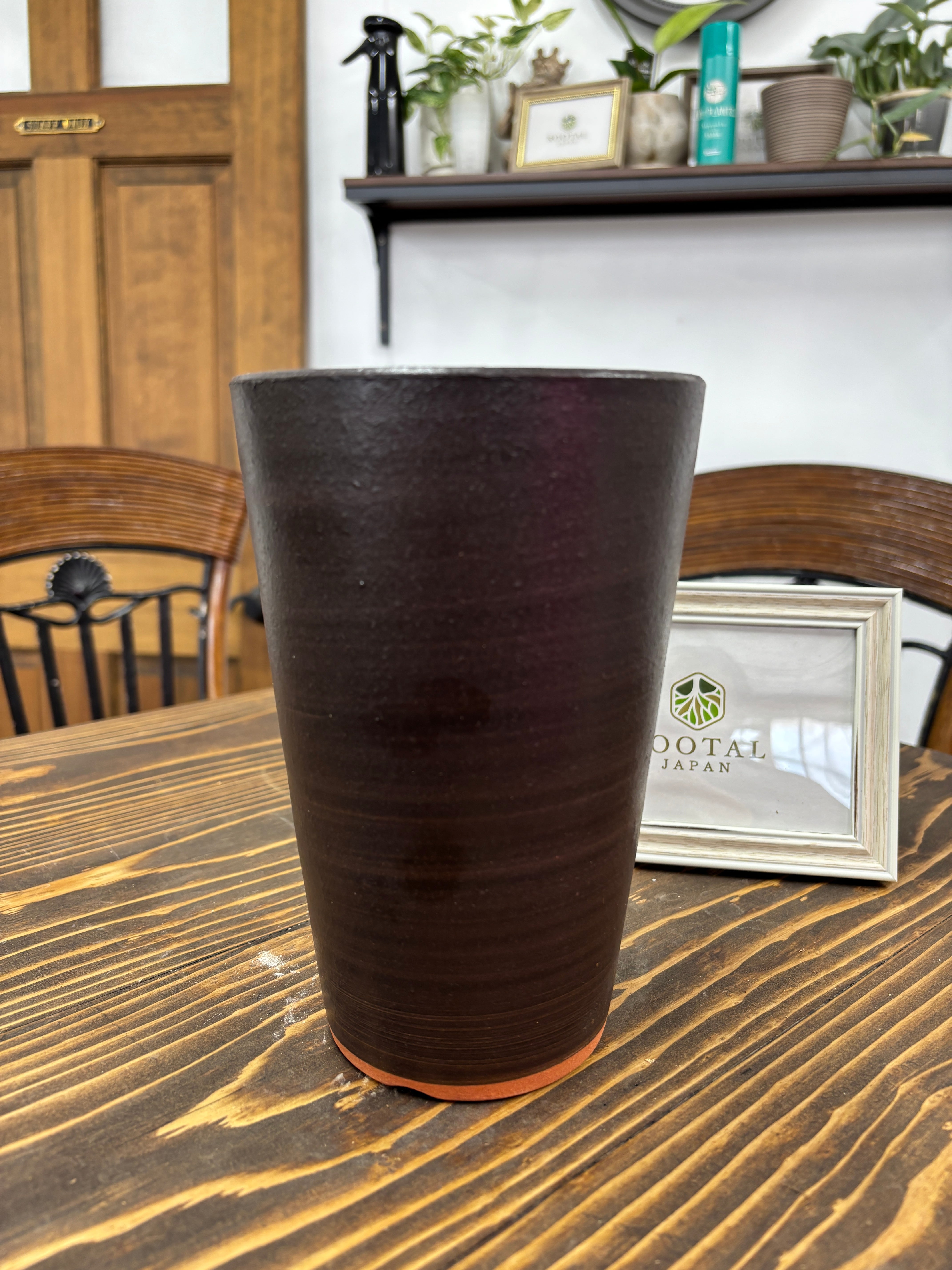 【国産】12㎝三河鉢 ブラウン (口径12㎝・高さ18.5㎝)