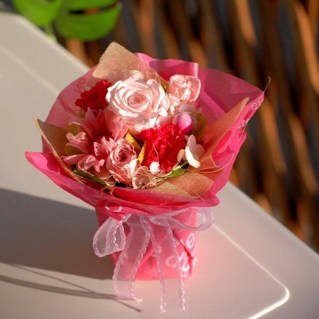 ☆*:.。. .。.:*☆ブーケ風プリザーブドフラワーアレンジメント ☆.。. Bouquet! プリザーブドフラワー花束風アレンジ ピンク | hanaco