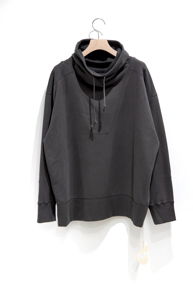 little suzie / Drawstring High Neck Sweat PO / Charcoal