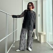 ウェーブペイント柄PT/ブラック