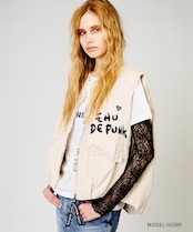 ジップアップペイントカーゴベスト (IVORY) CQ-48027