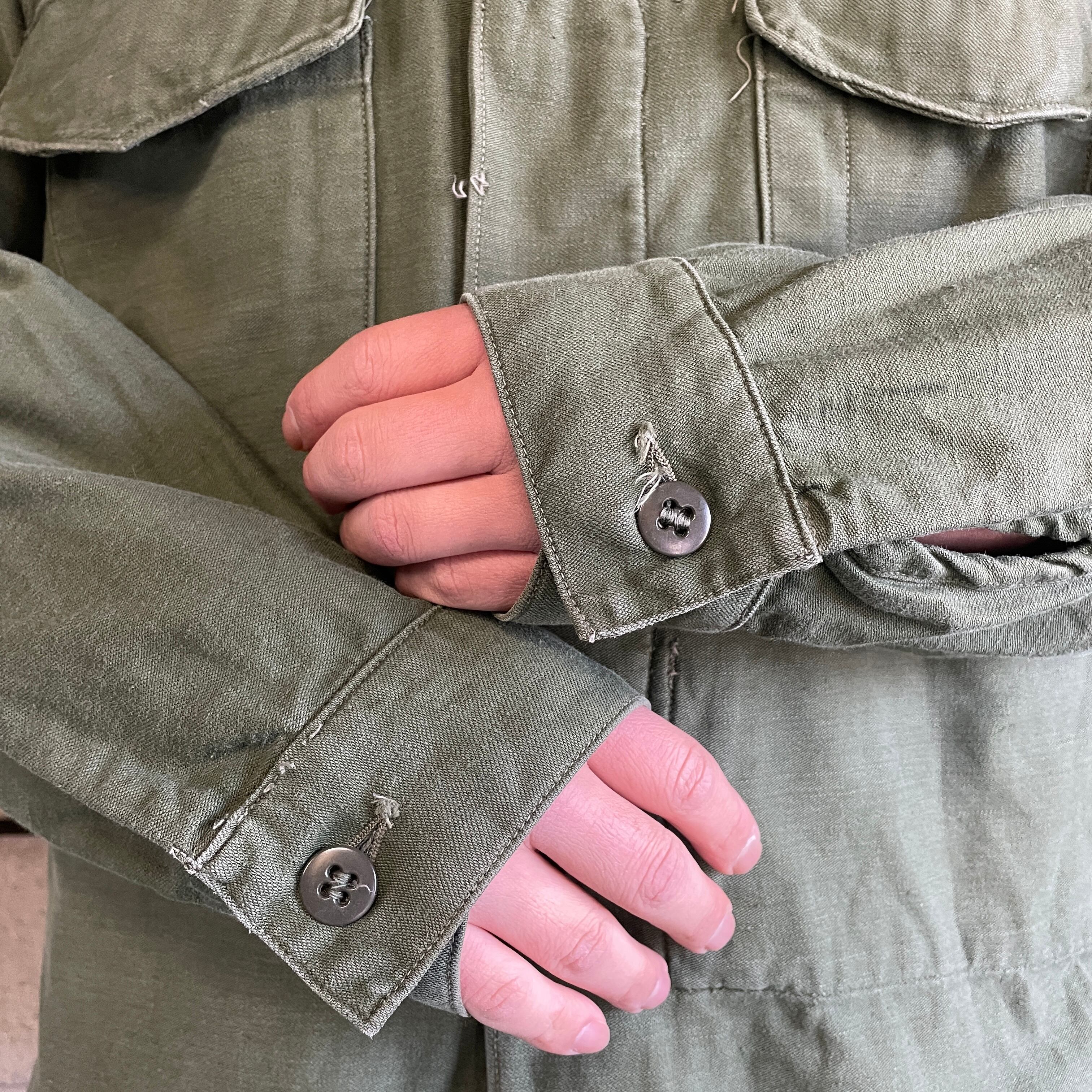 50〜60年代 米軍実品 USMC P-58 比翼 ユーティリティシャツ メンズXL 