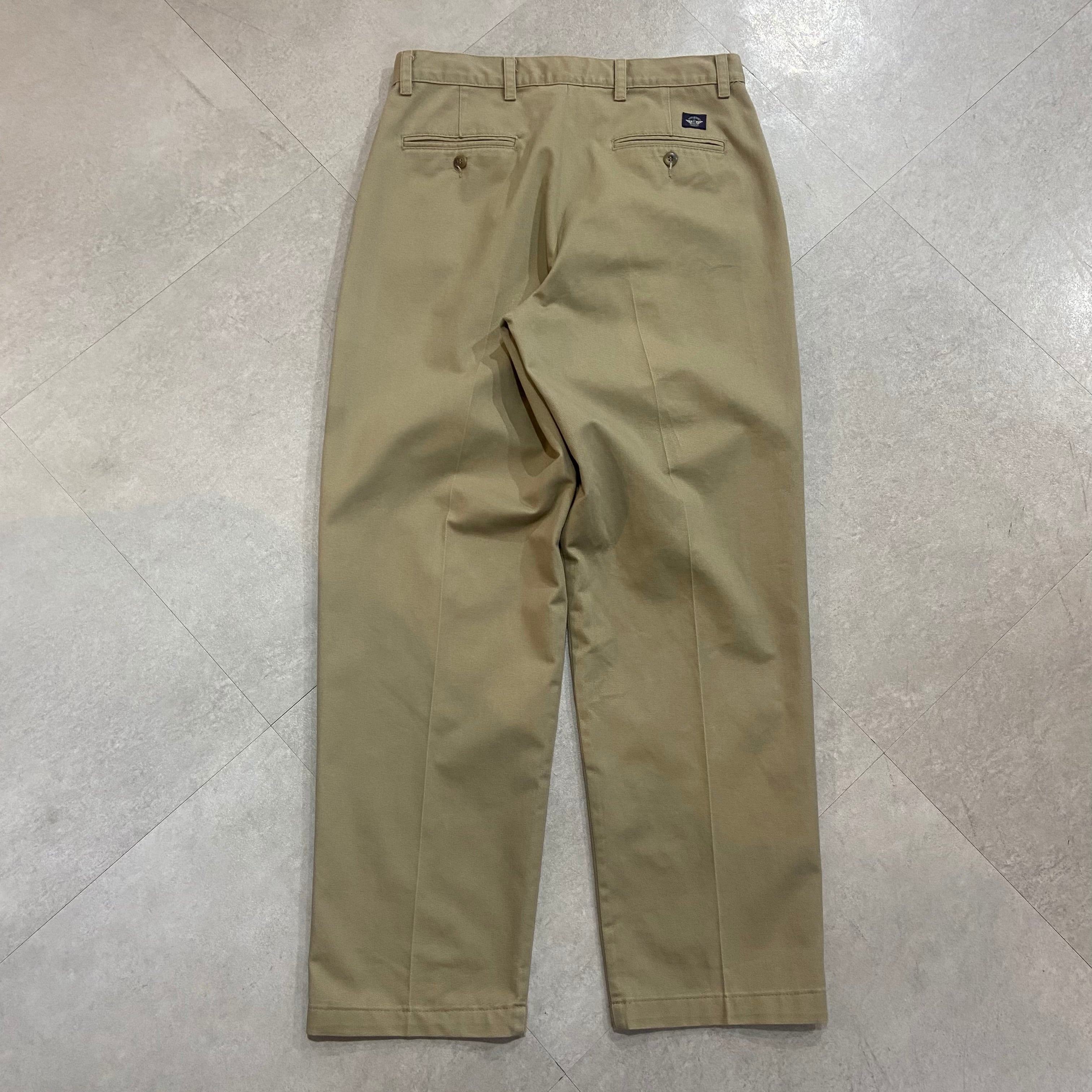 90s USA製 DOCKERS 1タック チノトラウザー ブルーグリーン