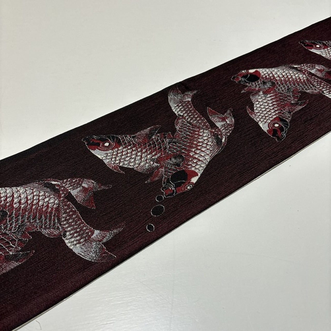 ☆未使用 美品 半巾帯 鯉 両面 ♡ 白・紫☆r060 | 縁側・ちゃぶ台  