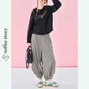 モードとストリートの融合♡モノトーンチェックのタックプリーツパンツ 《i0587》