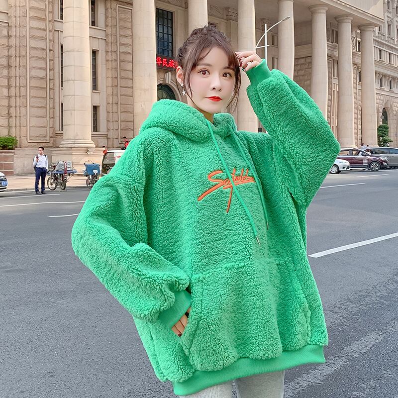 【新作】【送料無料】 マタニティドレス2019冬の新しいプラスベルベットパッド入りドレス、ヤギケーキウールルーズフード付きミドルレングスマタニティドレス-アリババ ウィンター 冬物 expec24704389132