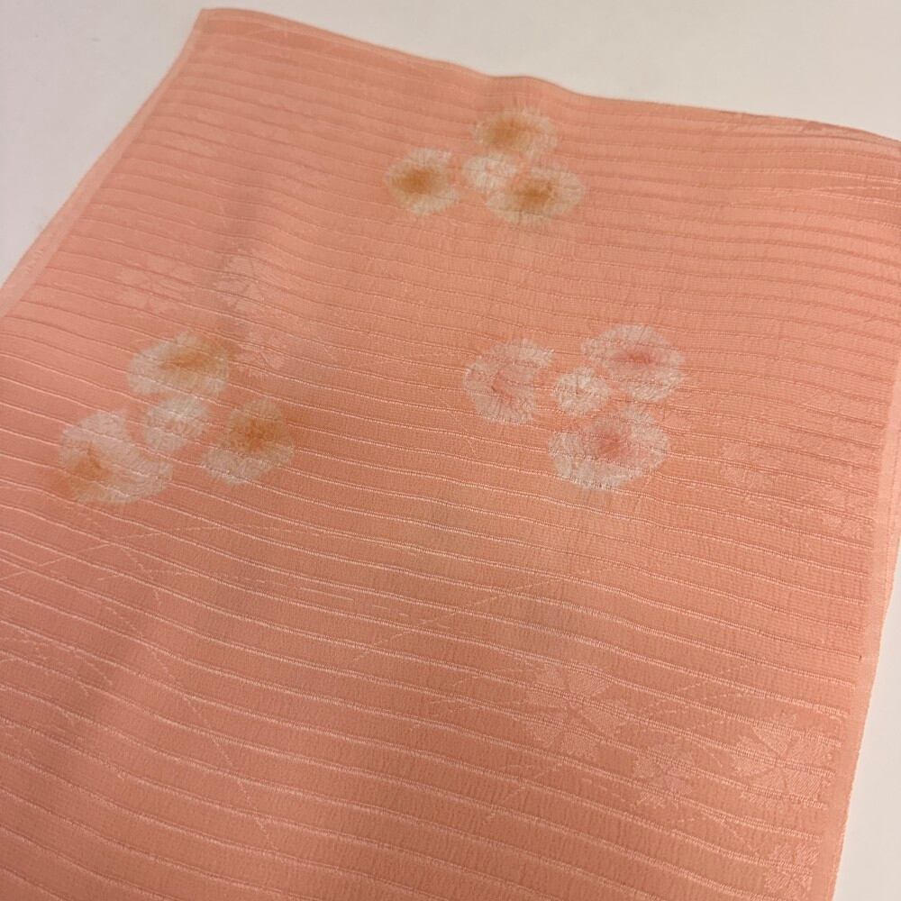 夏帯揚げ 新品 夏用 帯揚 オレンジ 小紋 紬 訪問着 普段着用 礼装用 正絹 絹100% 和装小物 5732