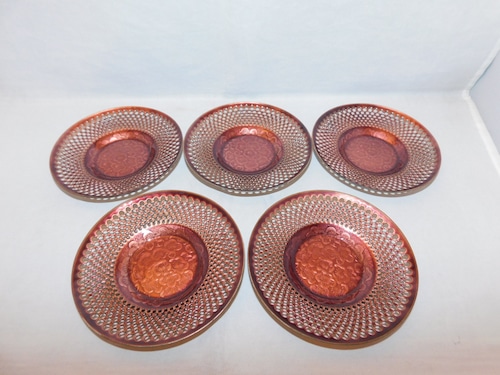 七宝梅茶托5客) cloisonné enamel Japanese tea five saucers (No10)