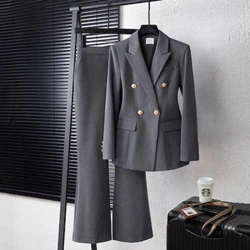スーツセットアップ 卒業式?入学式 職業 スーツ 女性 学生 インタビュー 正装 仕事着 春新作 高級感 グレー ジャケット パンツ 新生活応援ビジネス特集
