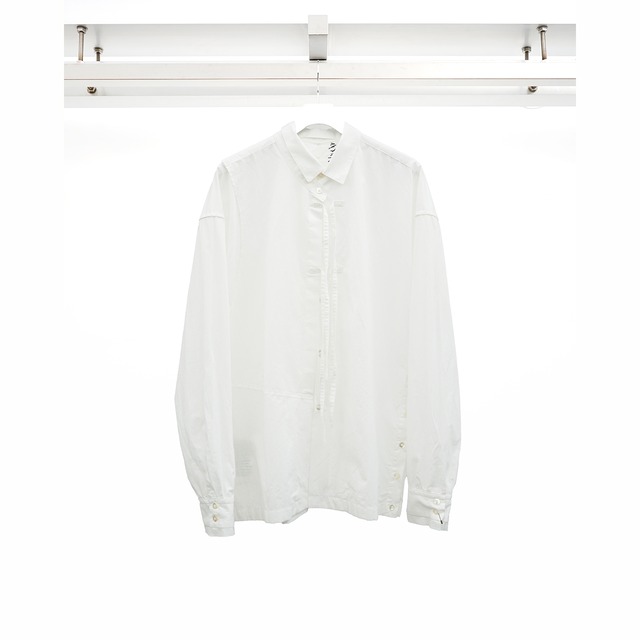 [DUELLUM] (デュエラム) DUE-X-102-SHT LAYERD SHIRT (WHITE×BLACK STITCH)