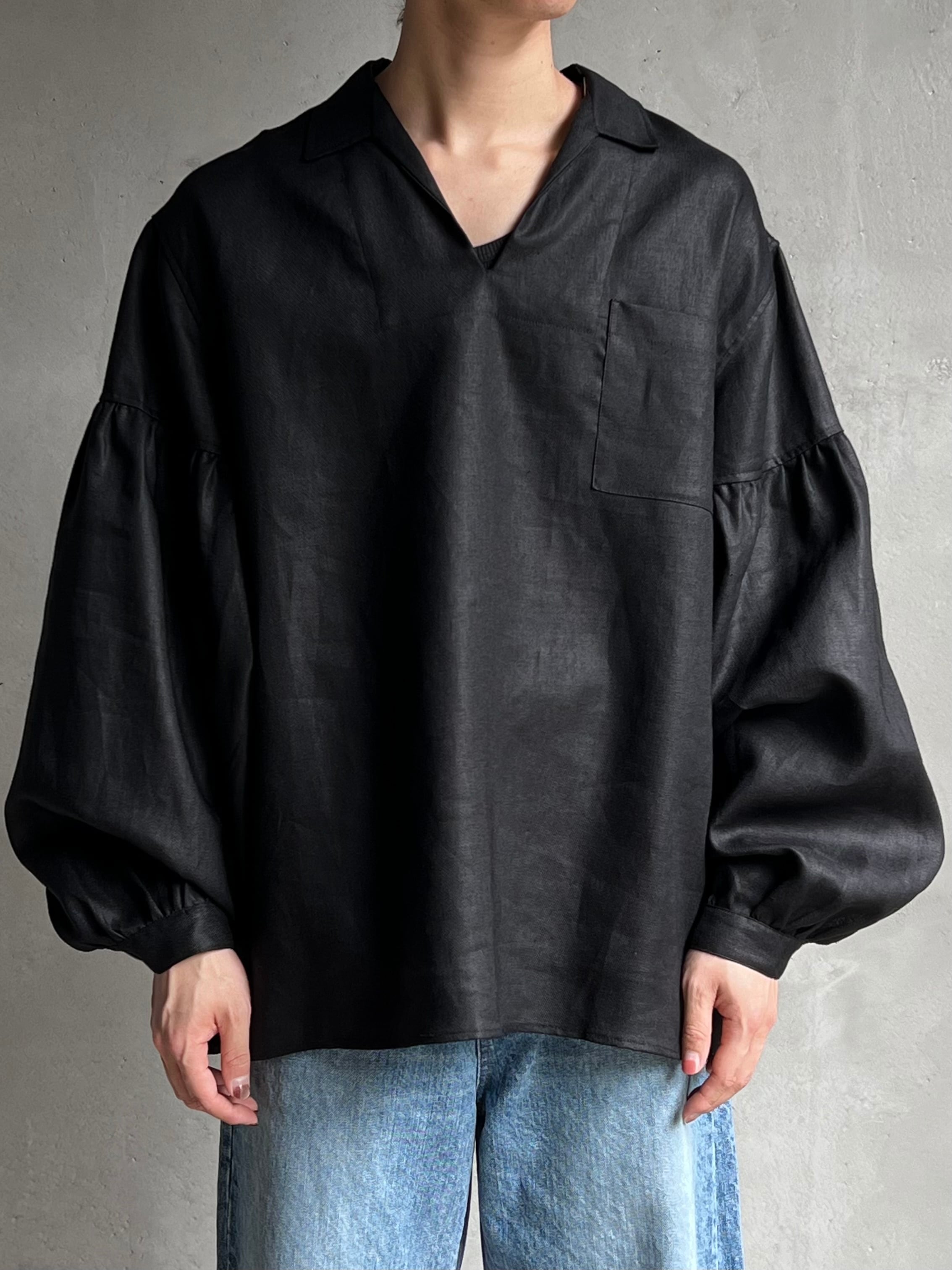 GEN IZAWA / Linen skipper shirt (black) | TUNAGI JAPAN