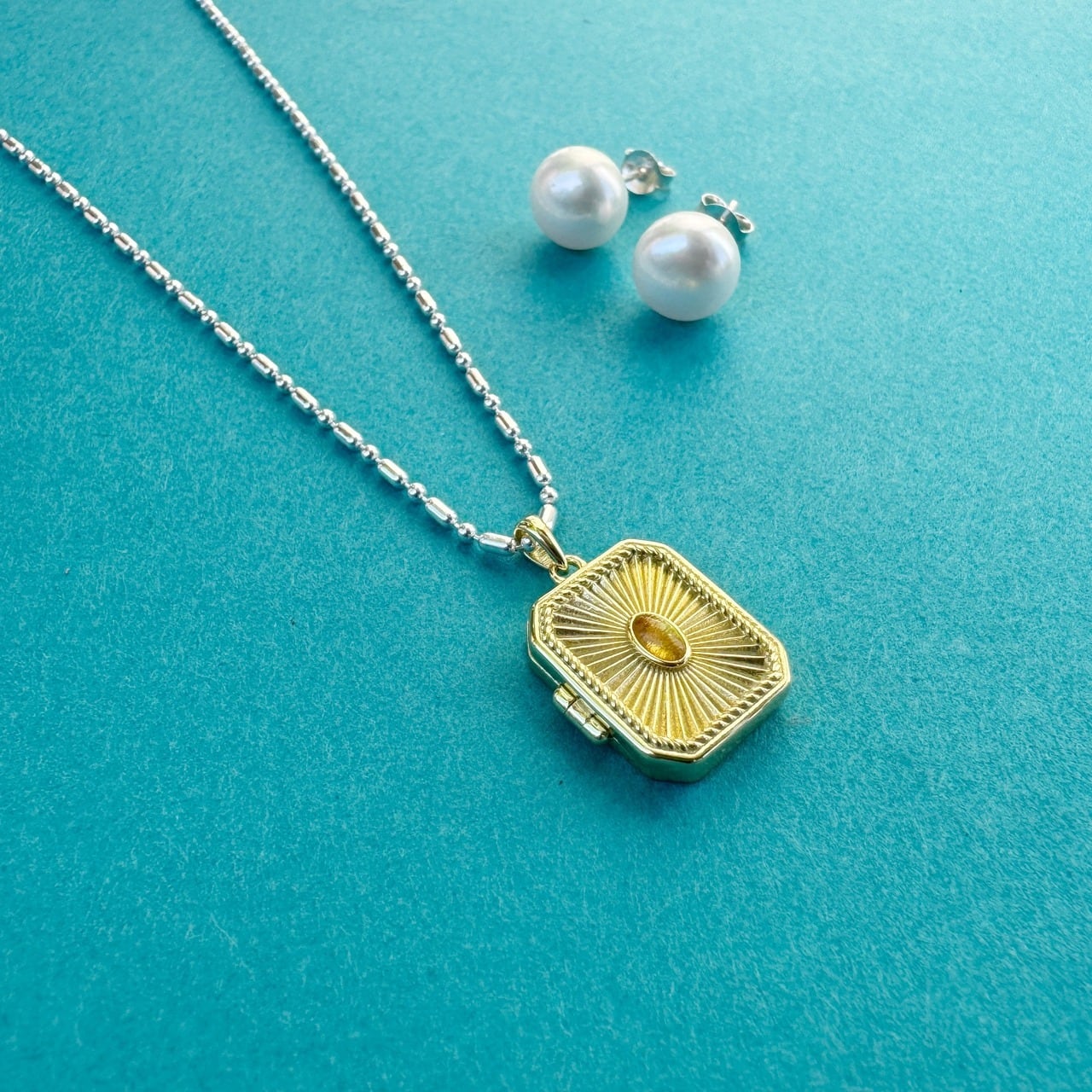 Gold Coating スクエア ロケット ペンダント（チェーンオプション