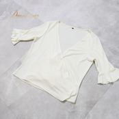 フラメンコ 衣装 トップス ブラウス レッスンウェア ホワイト系 アイボリー 無地 伸縮 ストレッチ ダンス レッスン 練習 シンプル レディース