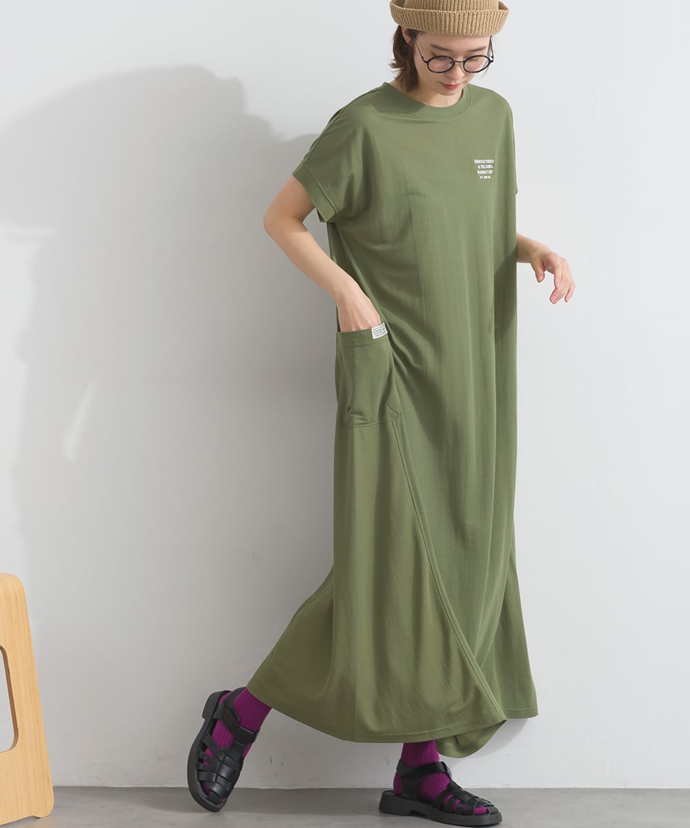 A261026 【接触冷感シリーズ】 ポケット付きフレアワンピース / Cool