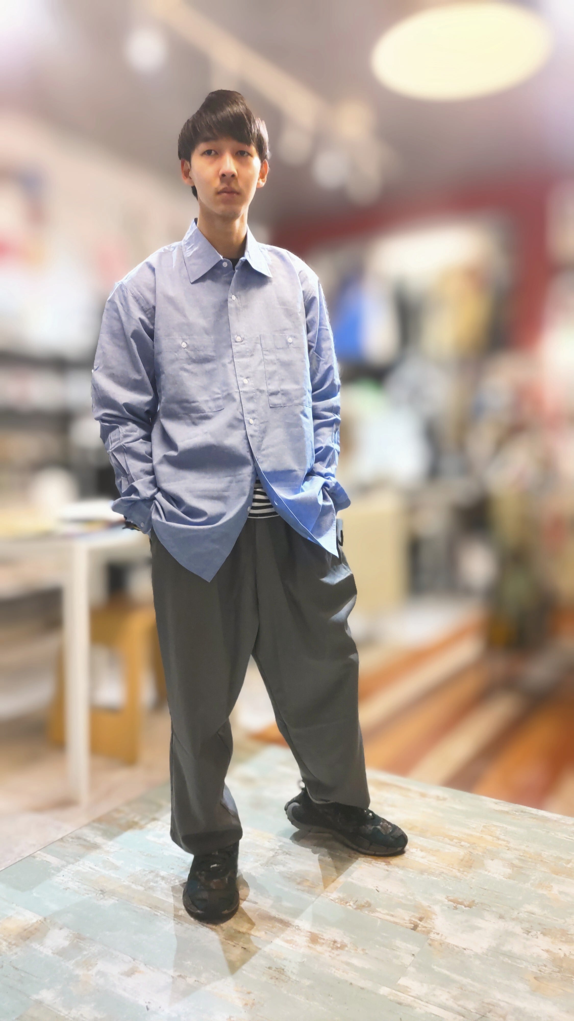 イタリア 海軍 MARINA MILITARE（M.M） シャンブレーシャツ Lサイズ