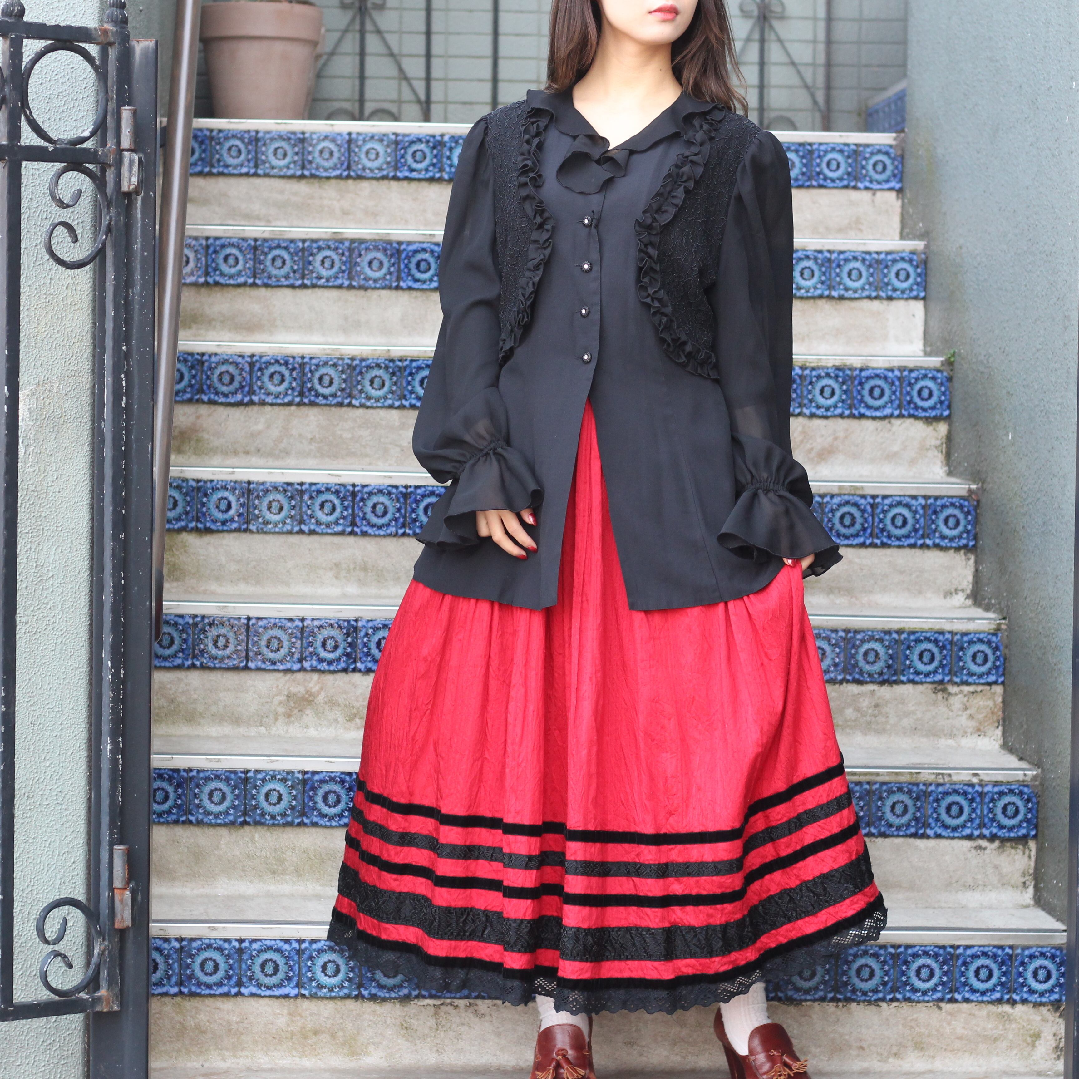 EU VINTAGE ヨーロッパレイヤードデザインフリルブラウス | www.couros