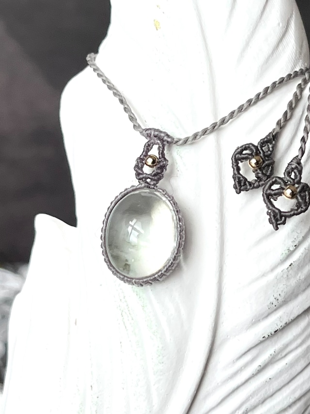 グリーンクォーツ 【シンプルminiシリーズ】 マクラメネックレス