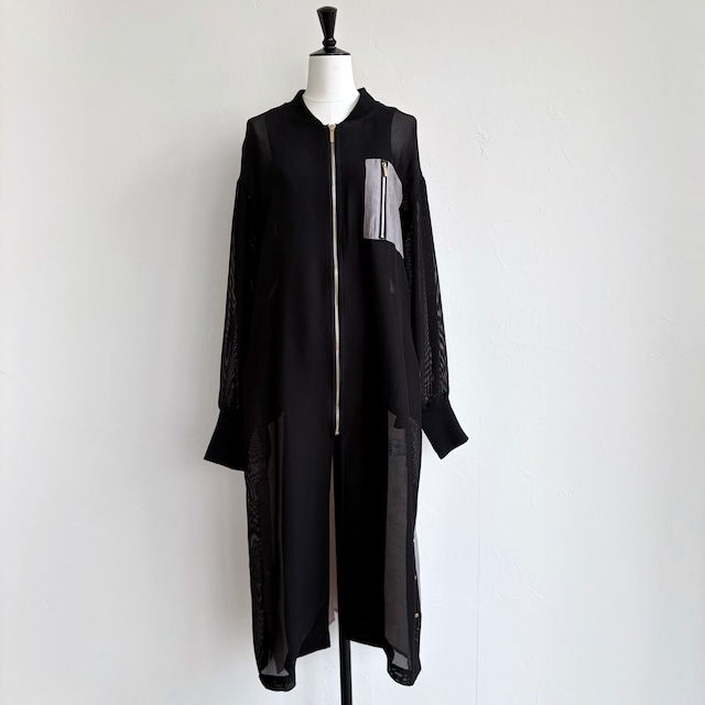 残り僅か！SYSORUS(シソラス) メッシュジップロングブルゾン A-141042