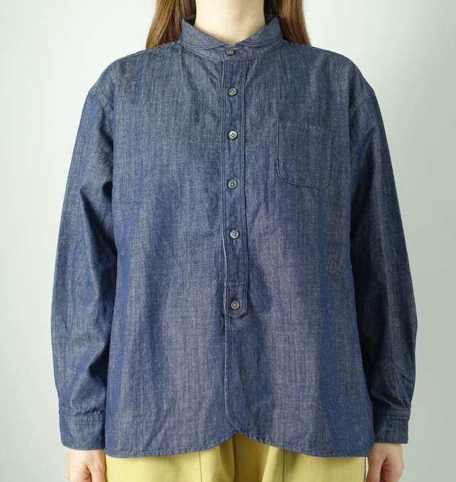 non fadeデニムちび丸衿長袖BL