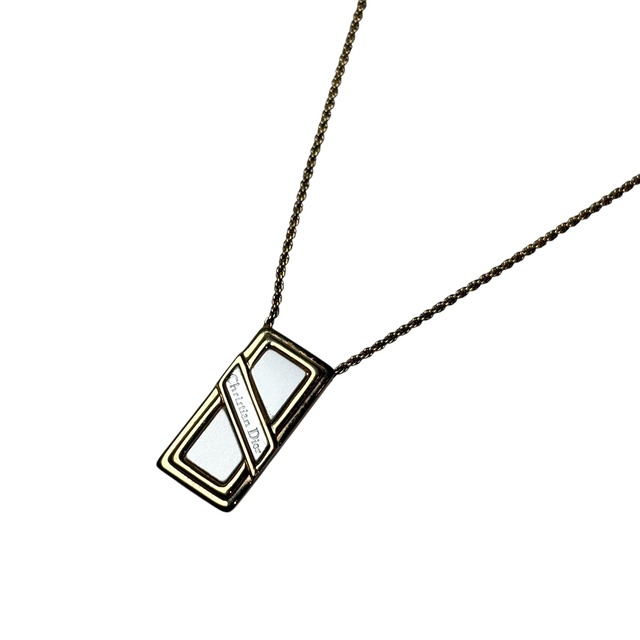vintage CHRISTIAN DIOR logo plate pendant necklace