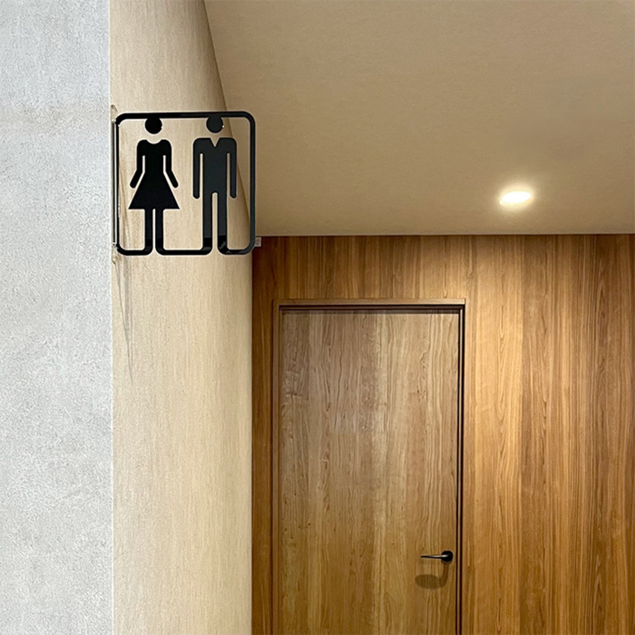 ツケレルン（3Wayピクトサイン）軽量 アクリル 突き出し 看板 （トイレ男女並びサイン 03）3way-0014 - 1