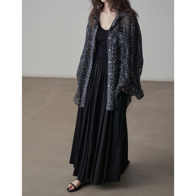 sheer print big shirt 10145