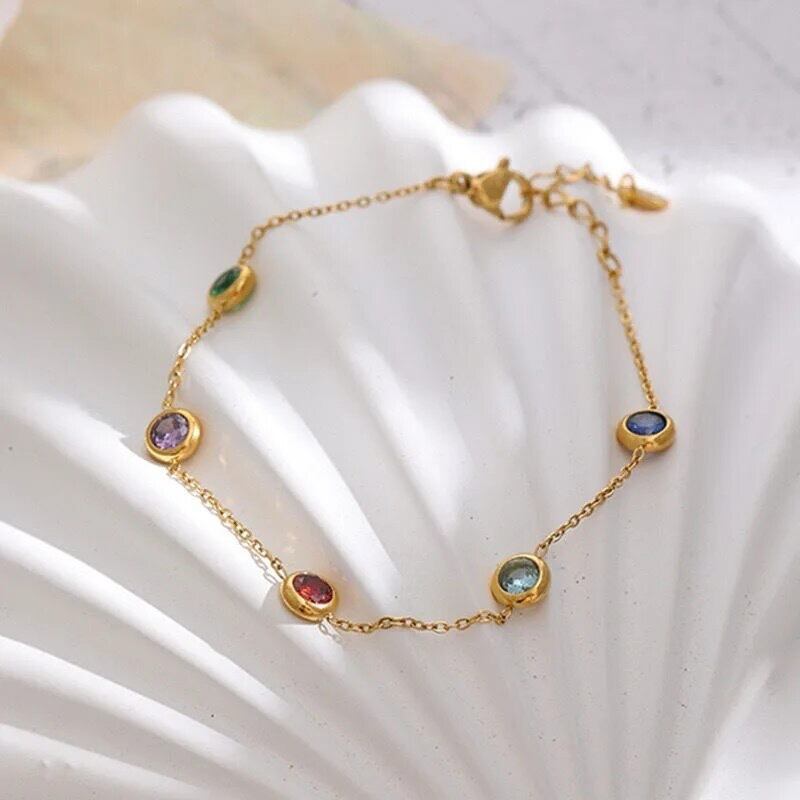 金アレ対応 Colorful stone bracelet (0455)