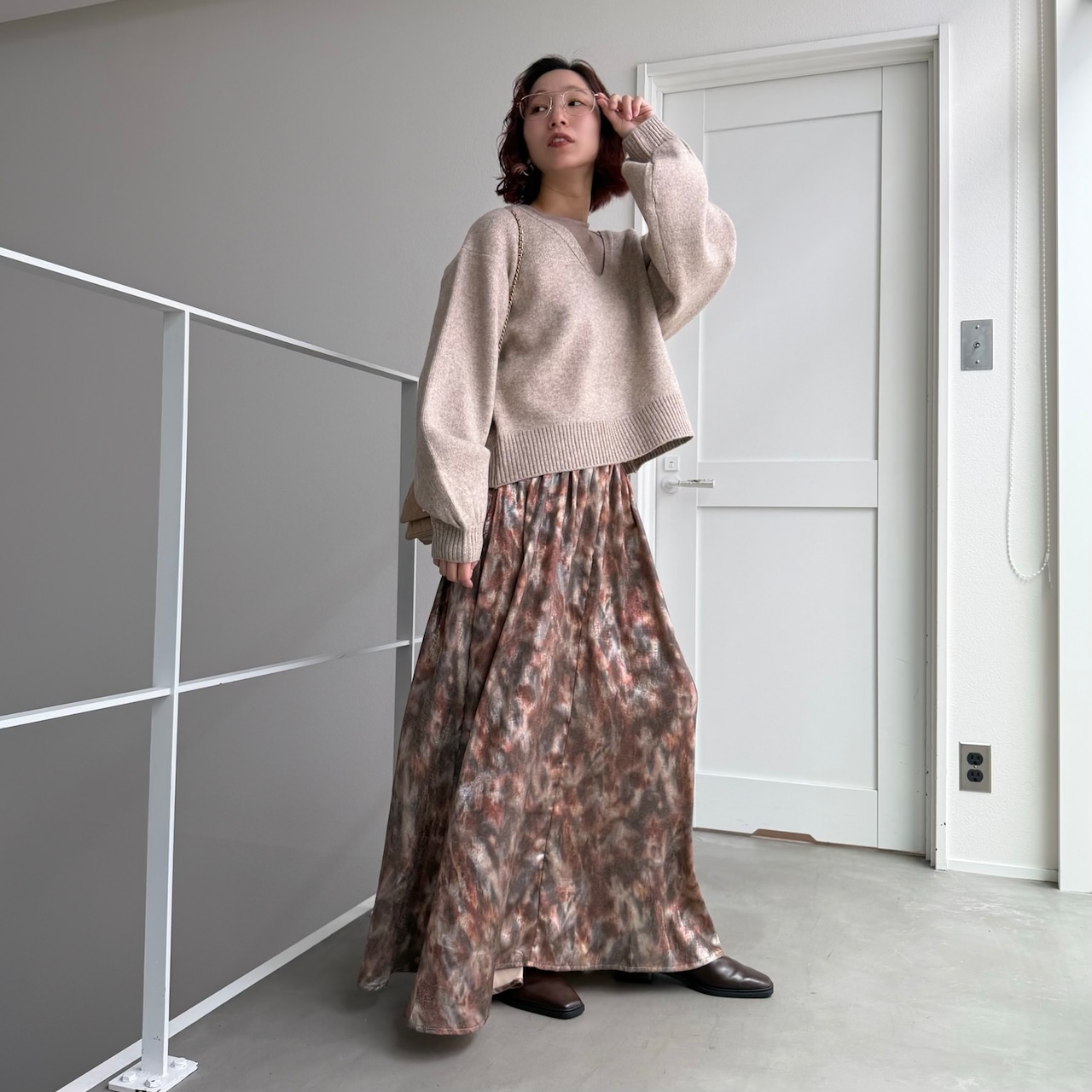 [タンクset]VネックニットPO/モカベージュ