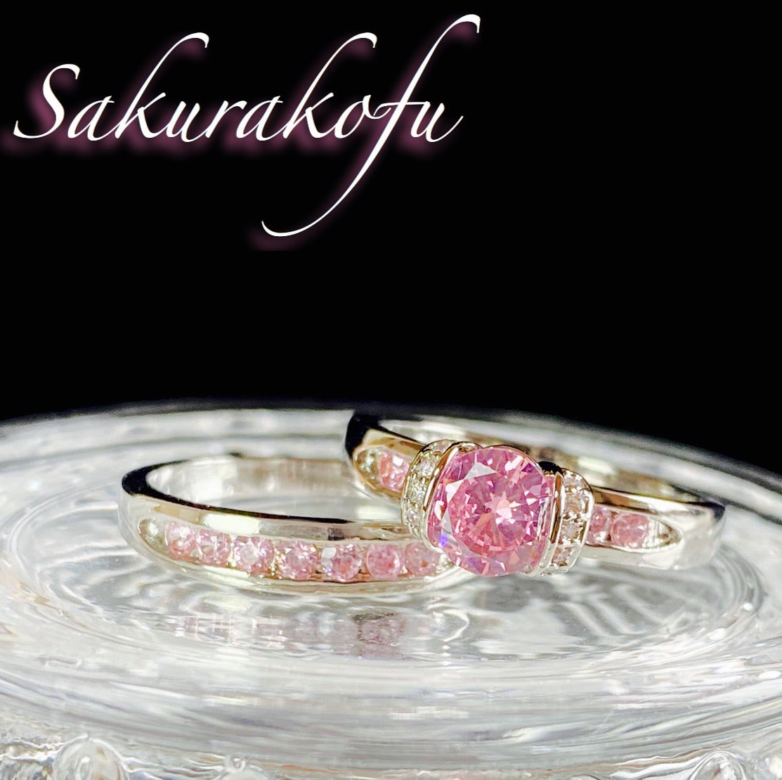 D046 レディース リング キャンディ ピンク 2連リング 指輪 シルバー Sakurakofu Accessories D046 レディース リング キャンディ ピンク 2連リング 指輪 シルバー Sakurakofu Accessories
