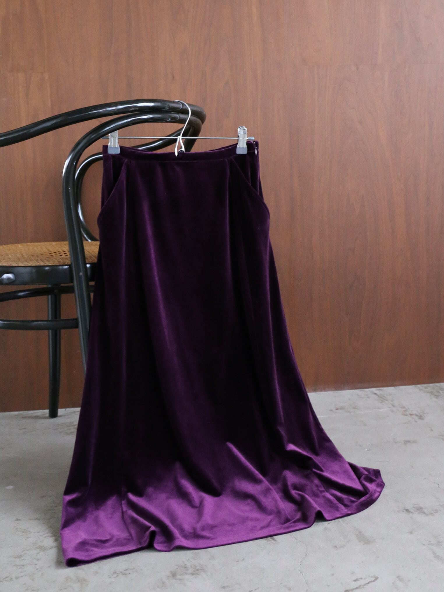 velour long skirt（dark purple）
